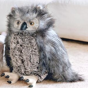 Plush Owl Stuffed Animal - Gray and Black